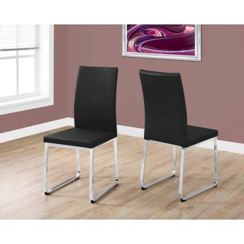 Monarch Dining Chair - 2pcs / 38inch H / Black Leather-Look / Chrome
