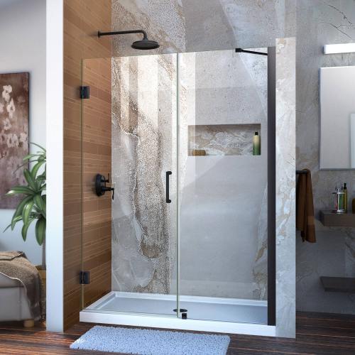 DreamLine SHDR-20527210-09 Unidoor 52-53 in. W x 72 in. H Frameless Hinged Shower Door with Support Arm Satin Black