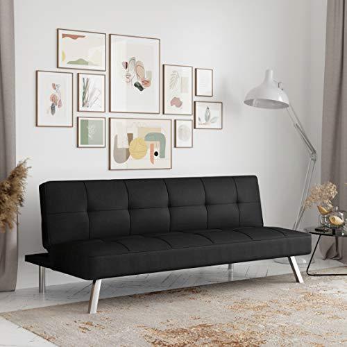 Rane Convertible Sofa Bed, 66.1  W x 33.1  D x 29.5  H, Black