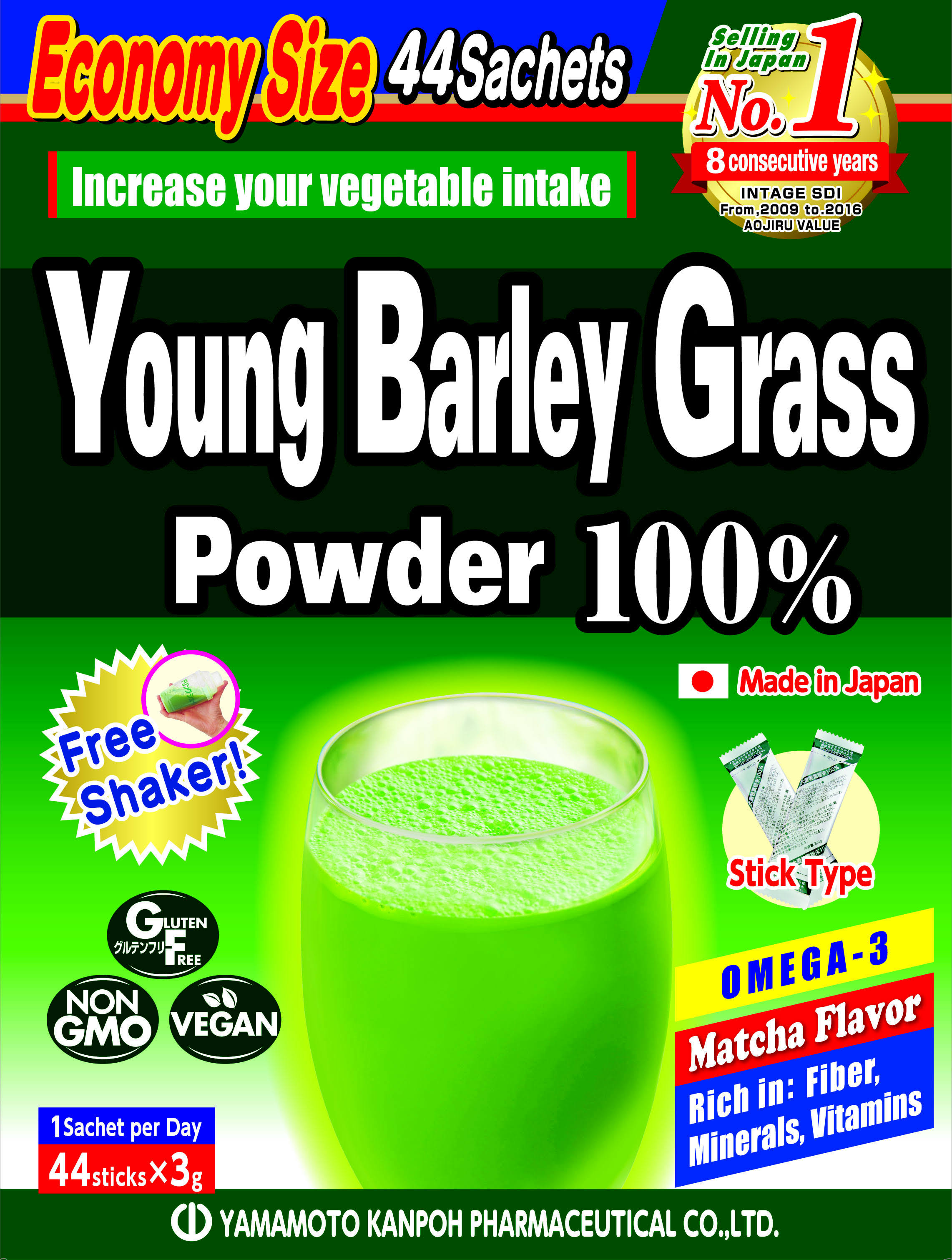 US$ 57.02 - Yamamoto Kanpoh 100% Young Barley Grass Powder, 44 Packs