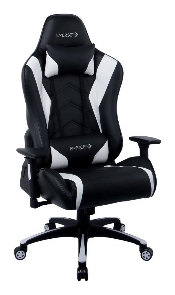 Emerge Vartan Bonded Leather Gaming, Black And White Leather Gaming Chair