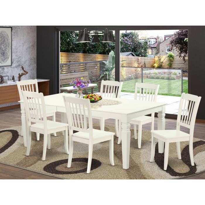 East West Furniture Lgda7 Lwh W 7pc, How Many Chairs For 84 Inch Table