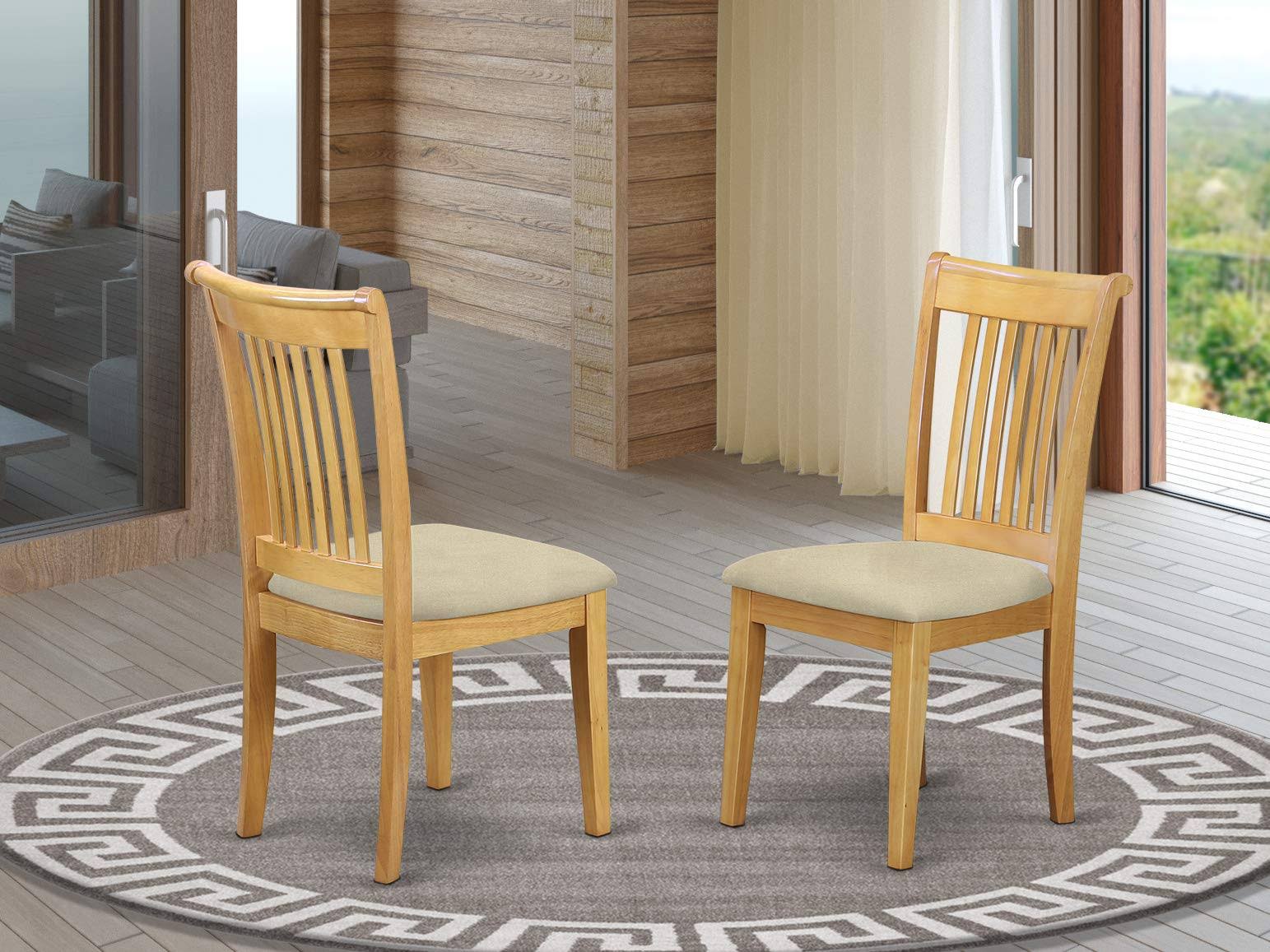 East West Furniture Portland Slat Back Dining Chairs - Set of 2