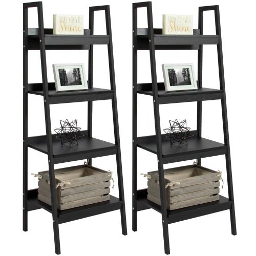Best Choice Products 4-Shelf Open Ladder Bookcase Display, Black - 2 count
