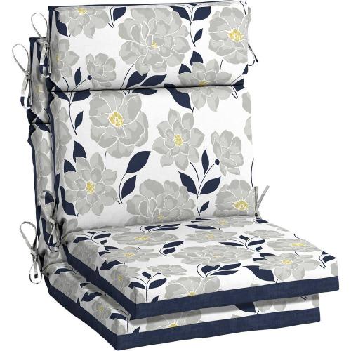 Hampton Bay 21.5 x 44 Flower Show High Back Outdoor Dining Chair Cushion (2-Pack)