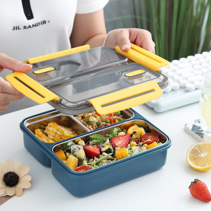 3 Compartment Metal Lunch Containers kids lunch box bento stainless steel