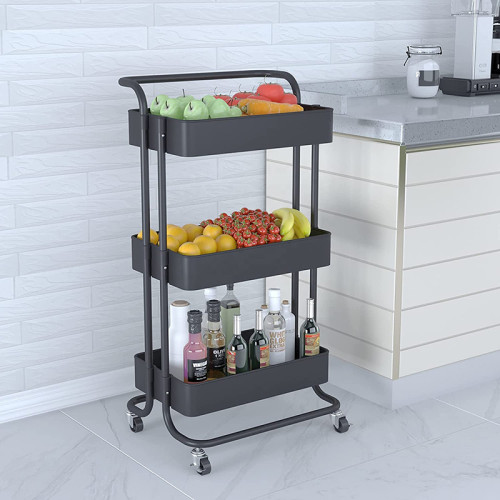 3 Tier Trolley Storage Cart For Food Movable Organizer Kitchen Home Storage Tea Food Trolley Carts