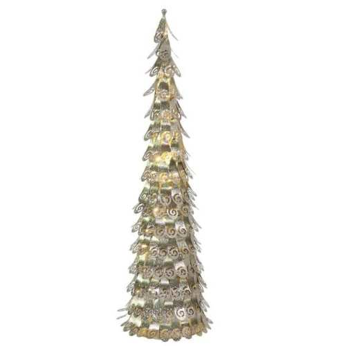 4 ft. Pre-Lit Champagne Christmas Cone Tree Outdoor Decoration - Warm Clear LED Lights