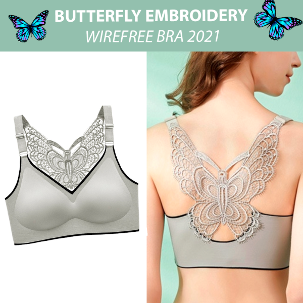 Butterfly embroidery wirefree bra  2021
