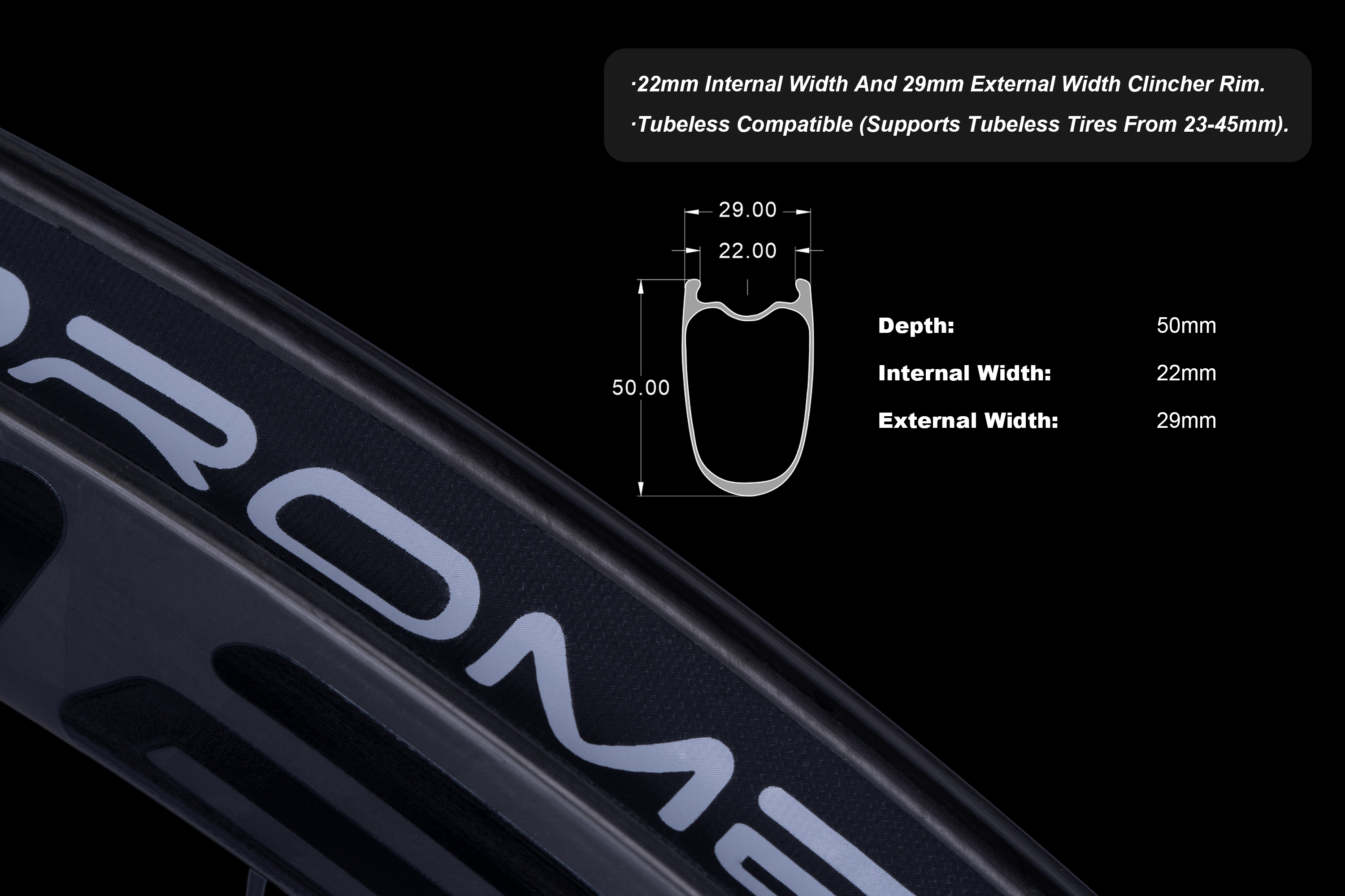 OROME VALAR TH50D Carbon Road Disc Brake Wheelsets, Disc Brake