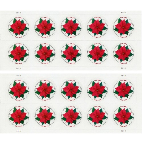 Global Poinsettia 2018 - 5 Sheets / 50Pcs