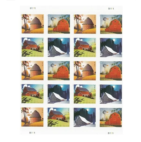 Barn Postcard 2021 - 5 Sheets / 100 Pcs