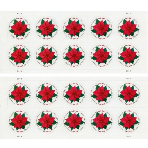 Global Poinsettia 2018 - 5 Sheets / 50 Pcs