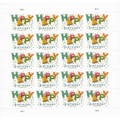 Happy Birthday 2021 - 5 Sheets / 100 Pcs