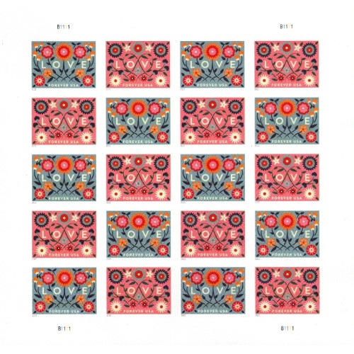 Love 2022 - 5 Sheets  / 100 Pcs
