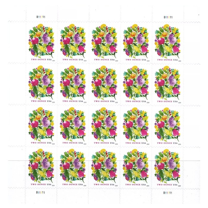 Wedding Blooms 2024 - 5 Sheets  / 100 Pcs