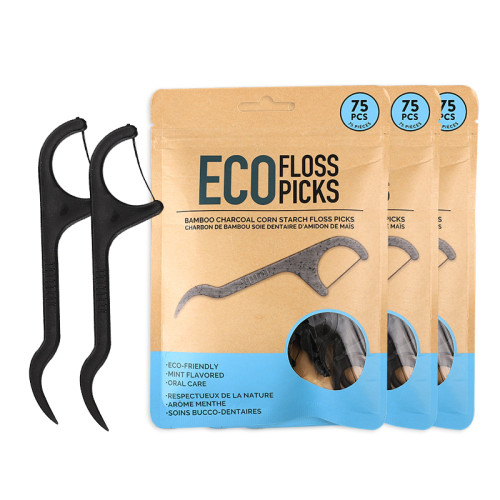Biodegradable Floss Picks Natural Eco FriendlySustainable Dental Flossers Wholesale US$0.4/pack