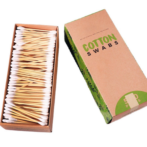 500 Count Bamboo Cotton Swabs Biodegradable Cotton Buds in Paper Drawer Box