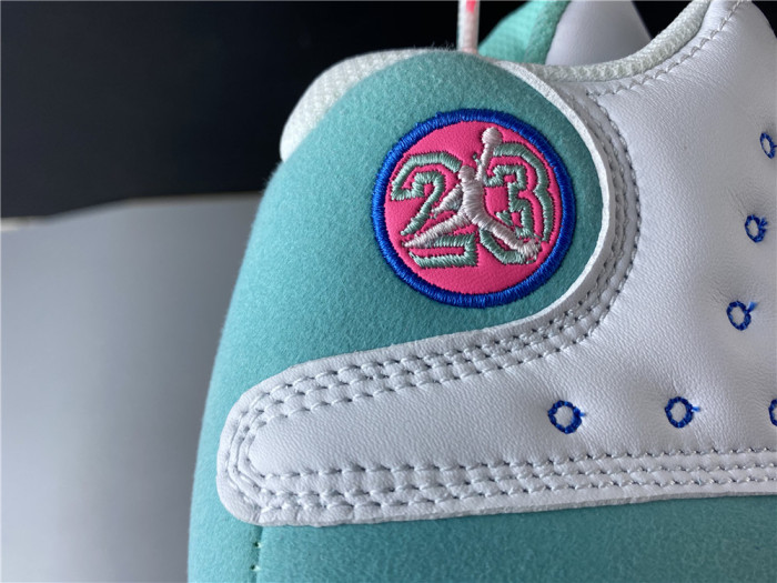 jordan 13 retro white soar green pink womens