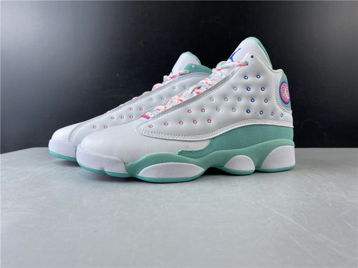 jordan 13 retro white soar green pink womens