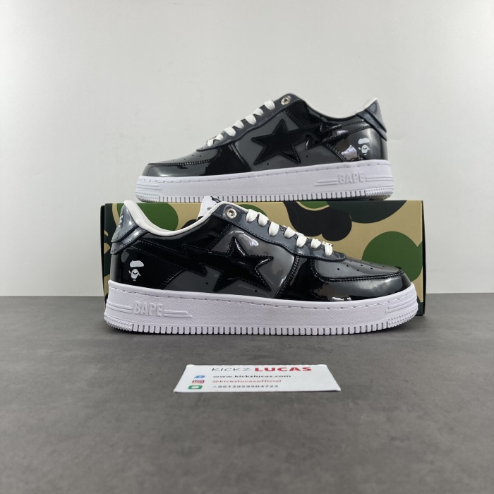 A Bathing Ape Bape Sta Patent Leather Black Grey