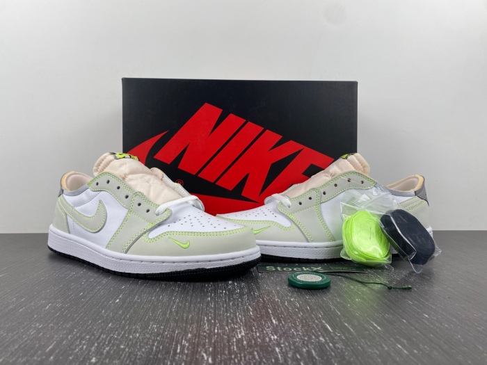 Air Jordan 1 Retro Low White Ghost Green Black  DM7837-103