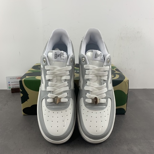 A Bathing Ape Bape Sta Patent Leather White Grey  1I70-291-021/1I70-191-022