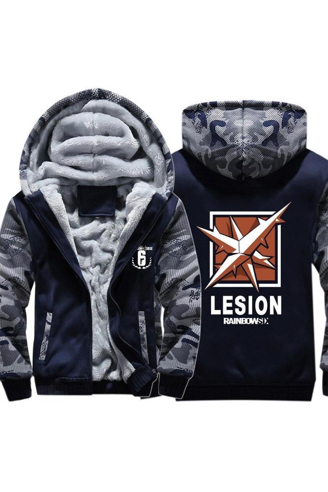 Tom Clancy'S Rainbow Six Siege Lesion Elas Hoodie Thich Windter Jacket Camouflage