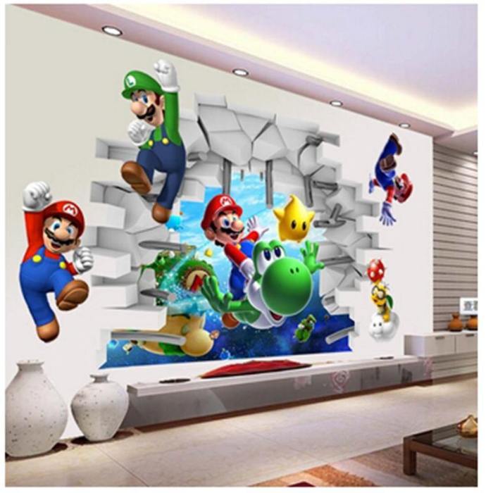 Super Mario Bros Removable Wall Sticker Wallpaper Decal Room Mural Art