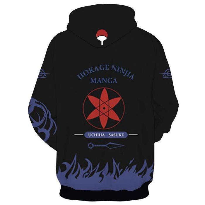 Unisex Uchiha Sasuke Hoodies Naruto Pullover 3D Print Jacket Sweatshirt