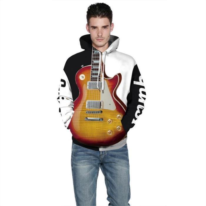 Mens Hoodies 3D Graphic Printed Cool Guitar Pullover