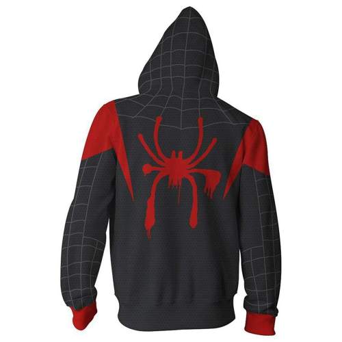 Unisex Adult Hoodie Miles Morales Spider-Man 3D Printed Zip Up Hooded Sweatshirt