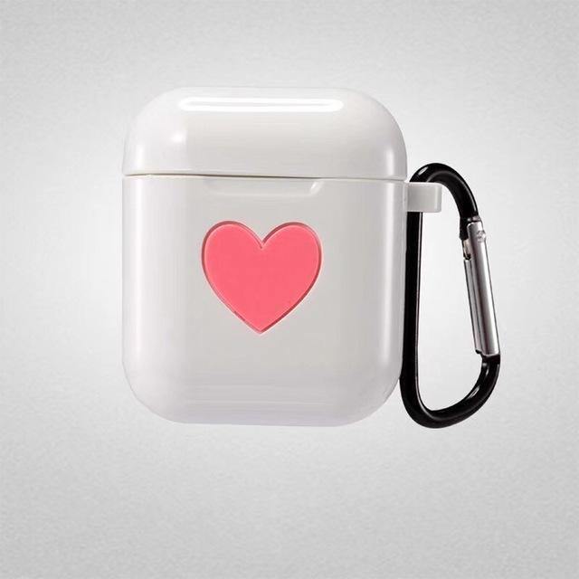 Simple Heart Shape High Quality Tpu Apple Airpods Protective Case Cover Wih Keychain