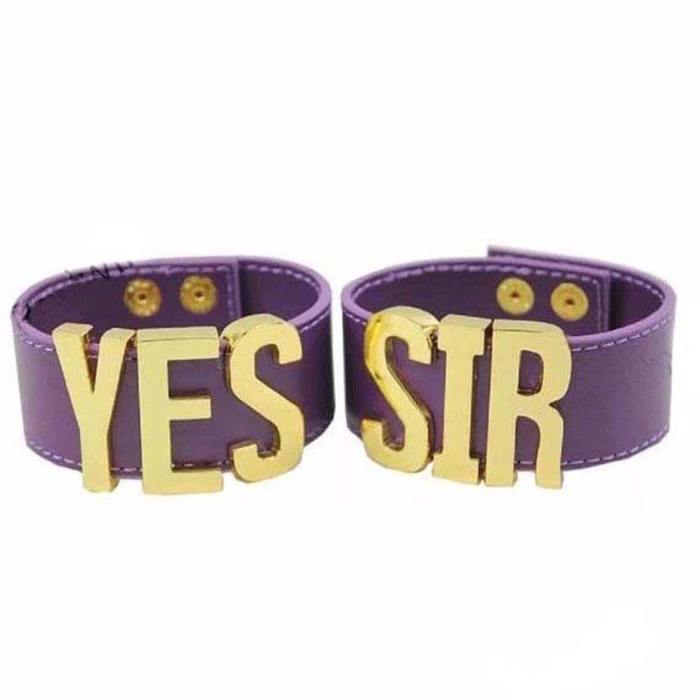 Suicide Squad Harley Quinn Yes Sir Punk Leather Bracelets Wristbands