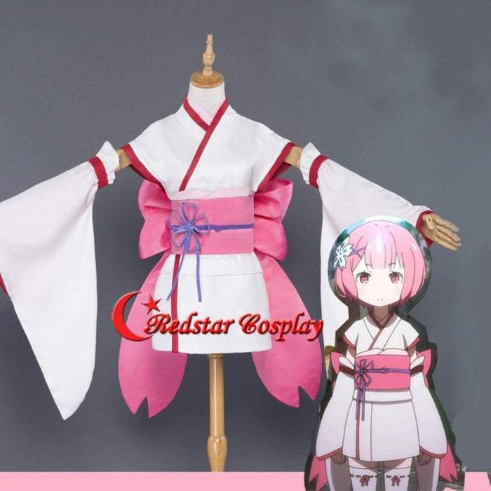 Re:Life In A Different World From Zero Ram Rem Childhood Kimono Cosplay Costume