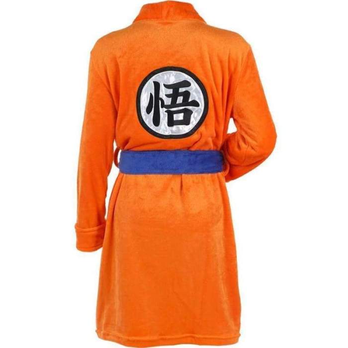 Mens Bathrobe Dragon Ball Son Goku Outfit Pattern Plush Robe For Adults Orange