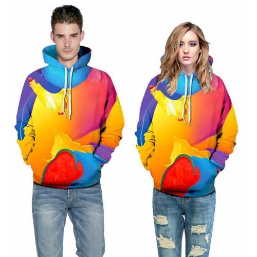 3D Print Hoodie - Colorful Oil Painting Pattern Pullover Hoodie Css017