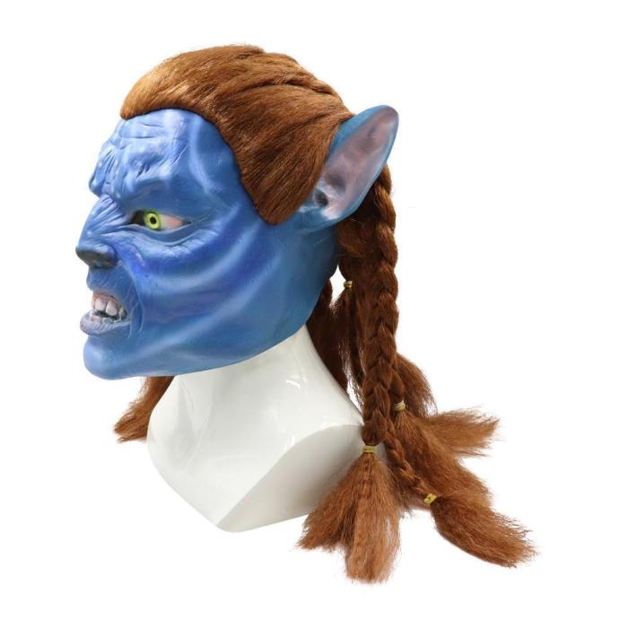 Halloween Movie Avatar 2 Jake Sully Blue Latex Mask Cosplay Props