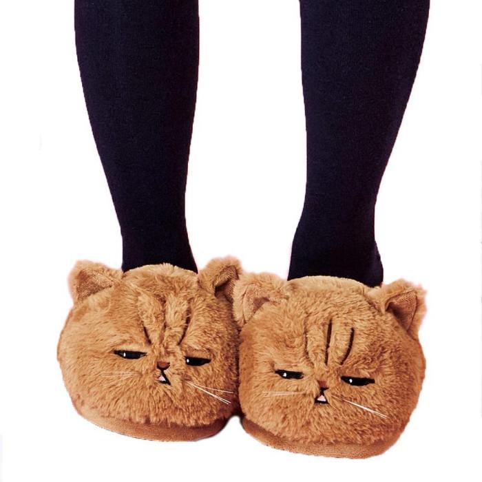 Lovely Plush Kitten Slippers