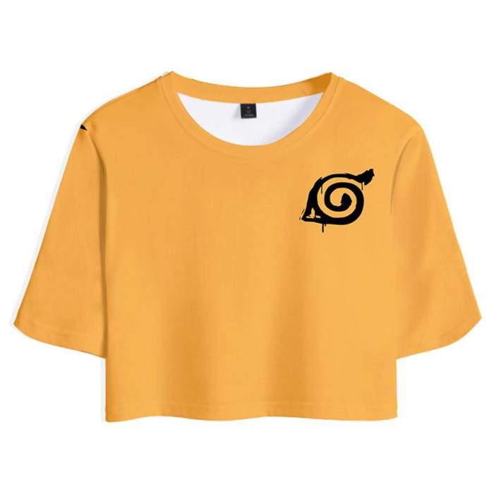 Women Naruto Crop Top Sets Uzumaki Naruto Cosplay Short Sleeve T-Shirt Shorts 2 Pieces Sets Casual Clothes