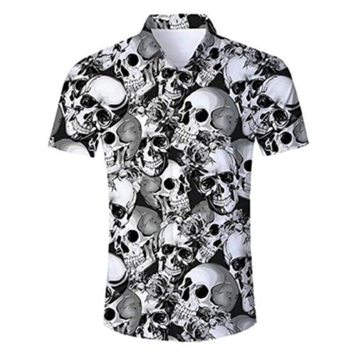 Men'S Hawaiian Shirt Skull Printing