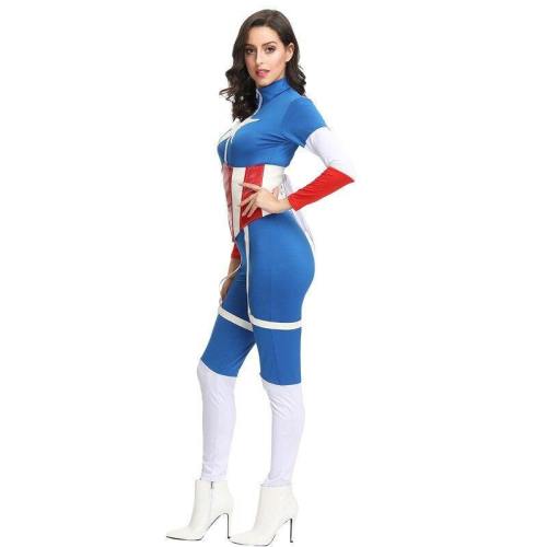 Superhero Captain America Cosplay Adult Halloween Costume Women Suit