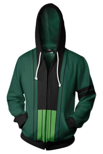 Teen Hoodie One Piece Roronoa Zoro Green Zip Up Sweatshirt Unisex