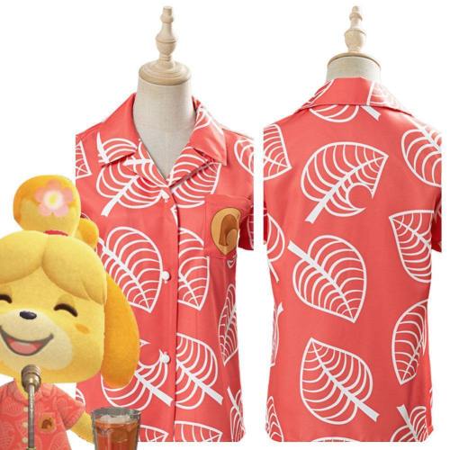 Game Animal Crossing Isabelle Women Short Sleeve Shirts Top Cosplay Costume