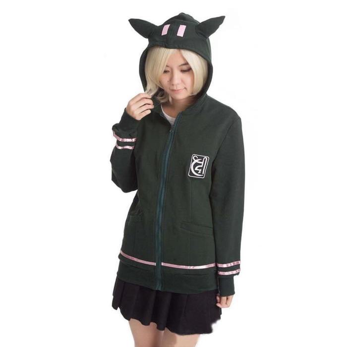 Super Danganronpa Chiaki Nanami Cosplay Costume High School Zip Up Outfit Uniform Hoodie