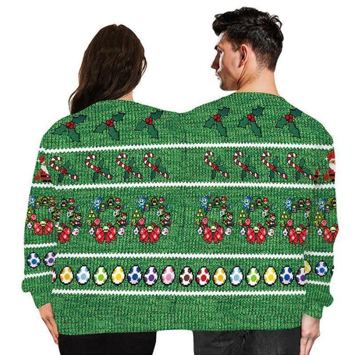Couple Wear Lovers Men Women Connected Green Hoodies Spoof Christmas Sweatshirts