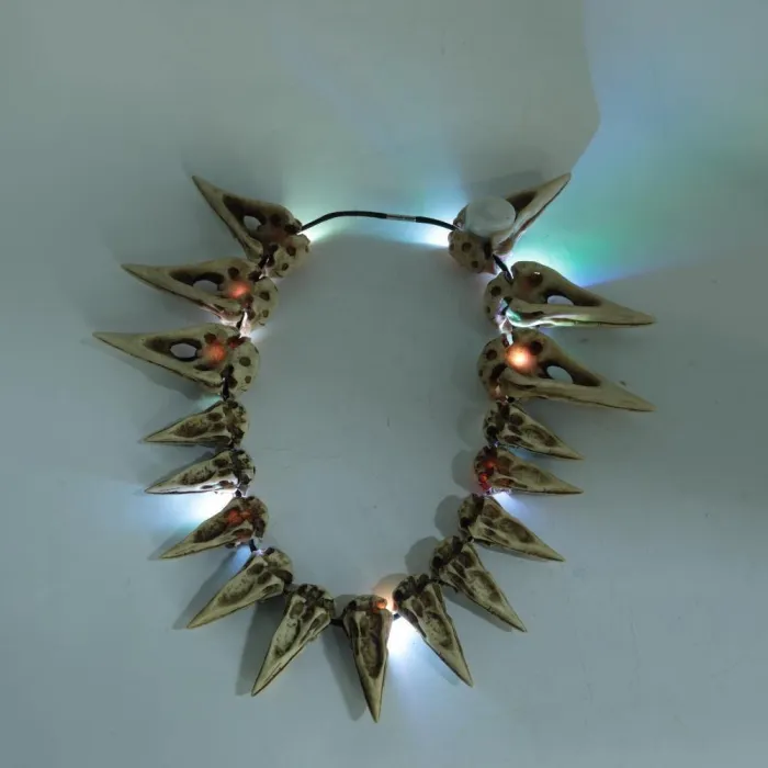 Maleficent 2 Led Necklace Vintage Bird Beak Skull Charm Led Necklace Halloween Cosplay Accessories