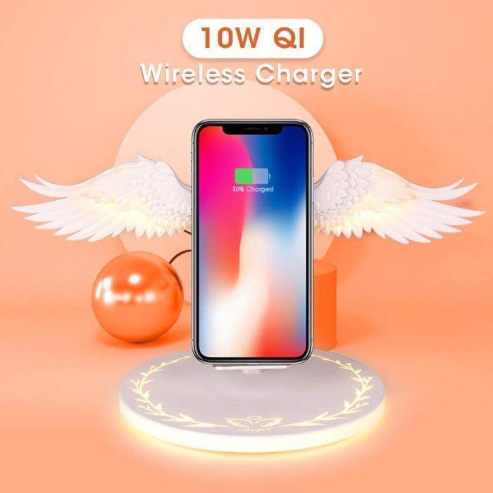 White Angel Wings Wireless Fast Charging Stand