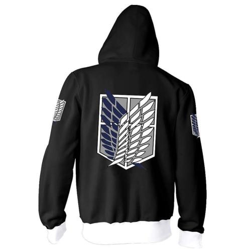 Unisex Anime Attack On Titan : Wings Of Freedom Long Sleeve Full-Zip Hooded Varsity Jacket