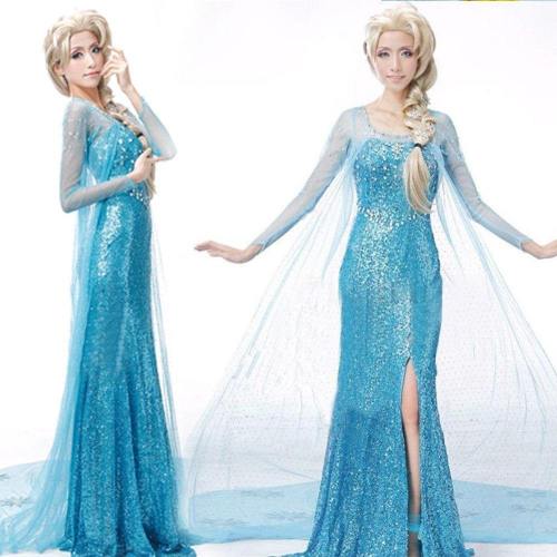 Women Adult Frozen Elsa Anime Dress Cosplay Performance Clothing